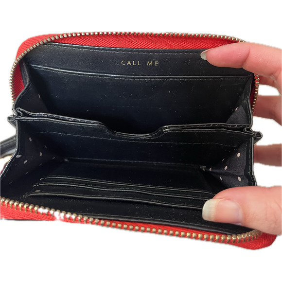 Stella & Dot leopard print hearts wristlet wallet card holder red black white - Picture 4 of 4